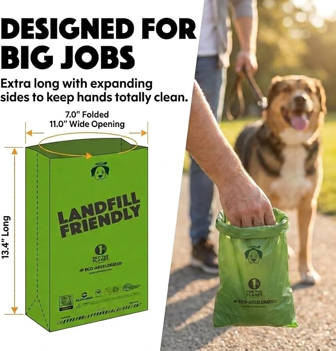 Doggy Do Good - 60 Count, Heavy Duty Poop Bags for Dogs - Standard Size - Dog Waste Bags Made with 50% Recycled Plastic + 15% Biobased Material - Landfill-Friendly, Unscented, Leak-Proof