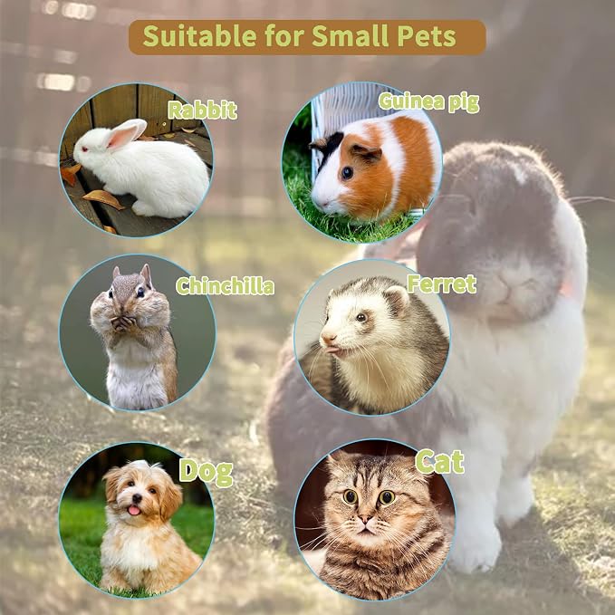 Lemtrflo Rabbit Feeder for Cage,Hanging Automatic Cat Feeder and Water Dispenser,Ferret Cage Accessories,Food Water Bowl for Cats Rabbit Guinea Pig Cages(Cage Grid Spacing Over 1.2'')