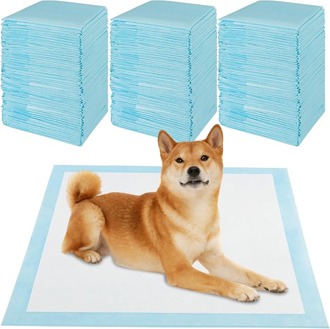 PETSITE Dog and Puppy Pee Pads, 6-Layer Leak-Proof Super Absorbent, Quick-Dry Surface, Indoor Outdoor Disposable Potty Training Pads, Blue & White (30" x 30" (150 Count))