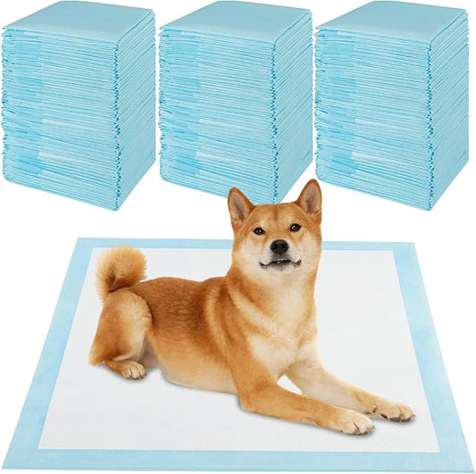 PETSITE Dog and Puppy Pee Pads, 6-Layer Leak-Proof Super Absorbent, Quick-Dry Surface, Indoor Outdoor Disposable Potty Training Pads, Blue & White (30" x 30" (150 Count))