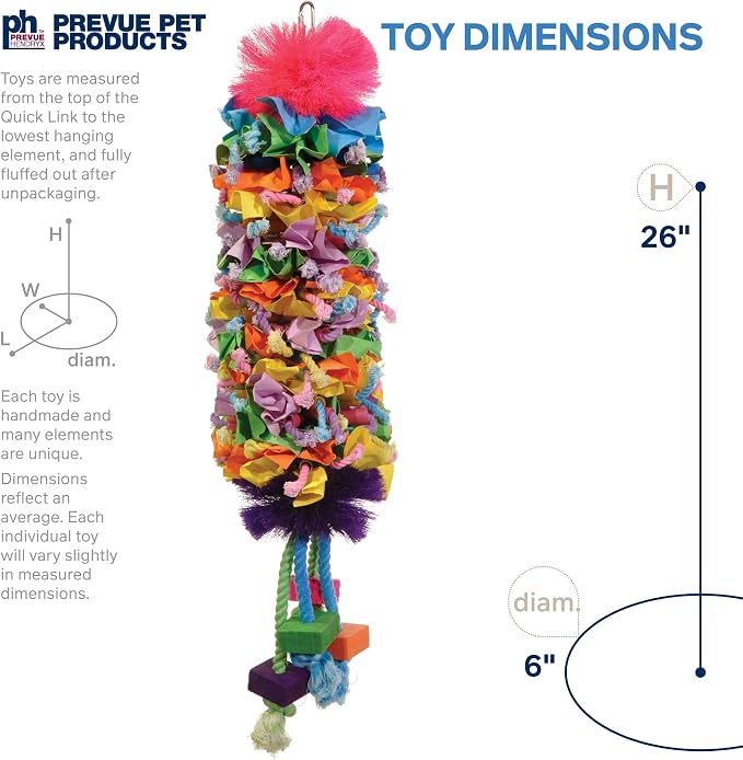 Prevue Pet Products Preen & Pacify Calypso Creations Dagwood Bird Toy - Accessories for Medium to Large Birds, Hanging Birdcage Accessory for Shredding, Pulling, Pecking, and Interactive Engagement