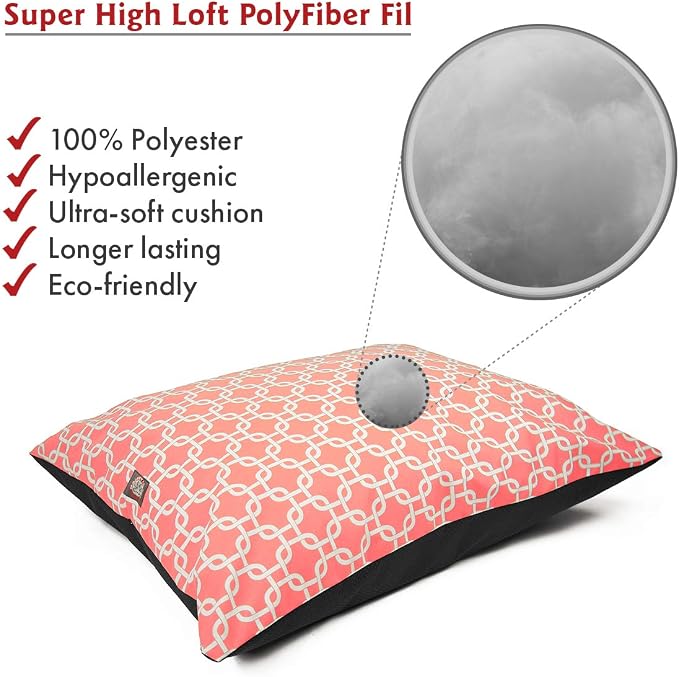 Majestic Pet Large Rectangle Dog Bed Washable Non Slip Comfy Bed - 46 x 35 Inch, Links Coral