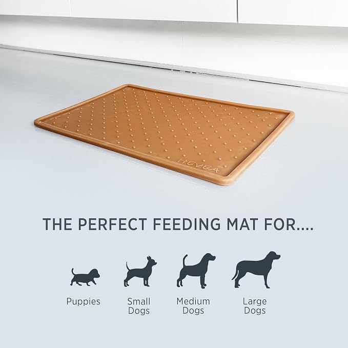 Hevea Dog Feeding Mat in Natural Rubber - Non Slip and Waterproof - Vegan, Plastic and Silicone Free Rubber Mat for Dog Bowls (Hunter Green)