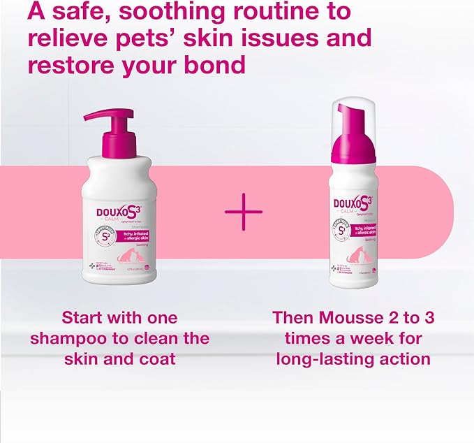 Douxo S3 Calm Dog Shampoo for Itchy Skin Relief, Dog Shampoo for Allergies and Itching, Soothes Itchy, Irritated or Allergic Skin For Dogs and Cats, 16.9 fl oz