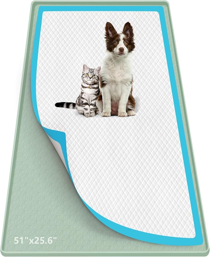 Pee Pad Holder for Dogs, 51" x 25.6" Silicone Pee Tray Mat Leak-Proof, High Edge, No Spill Pet Pad Holder for Puppy, Cat, Rabbit, Training Pads for Floor Protection, No Pee Pads (Green)