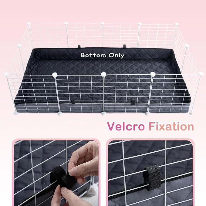 FunFurry Quilted Guinea Pig Cage Liner, Reversible & Absorbent Bottom Base, Cage Liners for Small Animals, Hamster Chinchilla Hedgehog Ferret Rabbit. (Dark Grey-Quilted, 12" X 24")