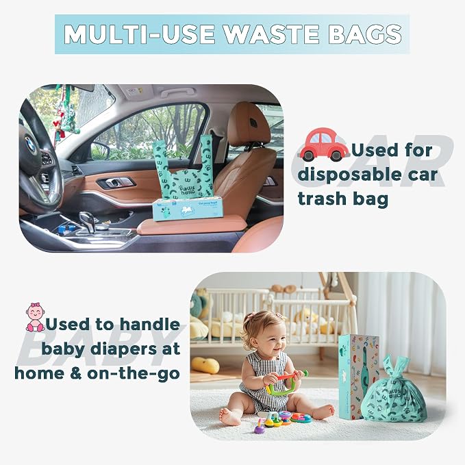 Cat Litter Disposal Bags and Dog Poop Bags with Handle,Cornstarch Based Extra Thick and Guaranteed Leak Proof Poop bags for Kitty and Doggy(360 Count 1.1 Gallon,Unscented)