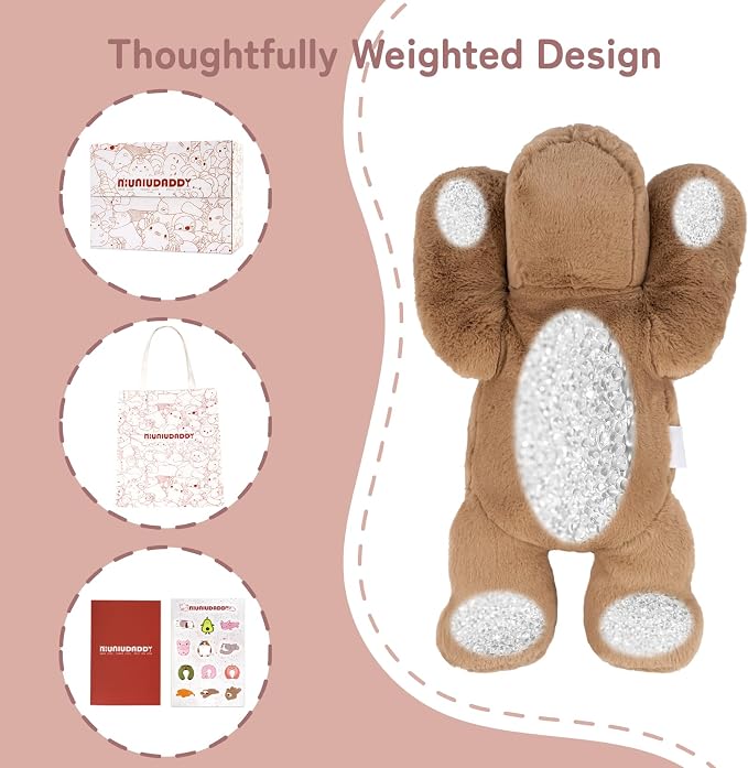 Niuniu Daddy Weighted Dog Stuffed Animals for Anxiety, 3.3lb Weighted Plush Dog Toy Pillowfort for Adults Kids Girls Boys, Large Stuffed Puppy Plush Pillow as Gift for Valentine Include Bag Sticker