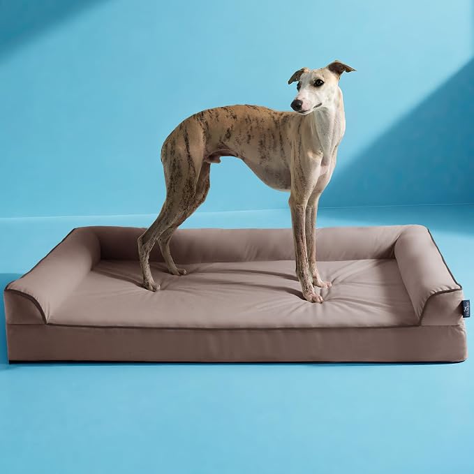 Cooling Dog Bed Large Sized, Orthopedic Pet Cooling Beds with Sides, Breathable Egg Crate Foam with Removable Washable Cover, Q-Max>0.45, Non-Shedding Hair, Dusty Rose