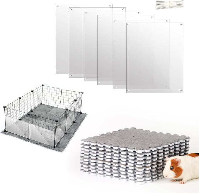 Oncpcare 10Pcs 11” x 11” Guinea Pig Pads Washable, 6 Pack Pet Cage Liner Protection Rabbit Cage Urine Guard