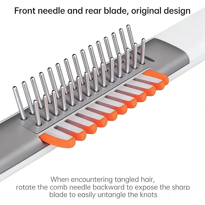 2-in-1 Detangling & Grooming Comb: Professional Deshedding for Dogs & Cats. Gentle Undercoat Rake that Safely Removes Mats, Tangles & Loose Fur – Perfect for Both Long and Short Hair Pets (A WHITE)