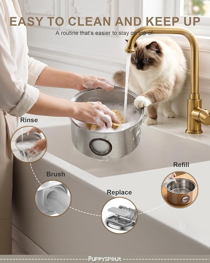 Cat Water Fountain Stainless Steel - 108oz/3.2L Automatic Cat Water Fountain for Drinking with 10PCS Filters, Metal Pet Water Fountain Water Dispenser for Cats, Puppy, Multiple Pets
