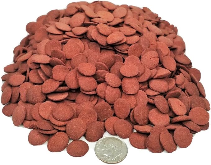 Ultra Color Enhancing 12mm - 1/2" Sinking Wafers of Krill, Astaxanthin, Rose Algae. for Bottom Fish, Plecos, Shrimp, Snails, All Herbivorous & Omnivorous Tropical Fish..1-lb