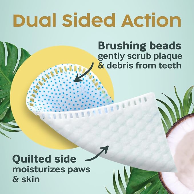 Cocopup Dog Teeth Cleaning Wipes | Pet Dental Finger Wipes | Dogs and Cats Tooth Cleaning Pads Plaque Remover Ear Nose Paws Fur Cleaners | Contains Coconut Oil | 1 Pack of 50