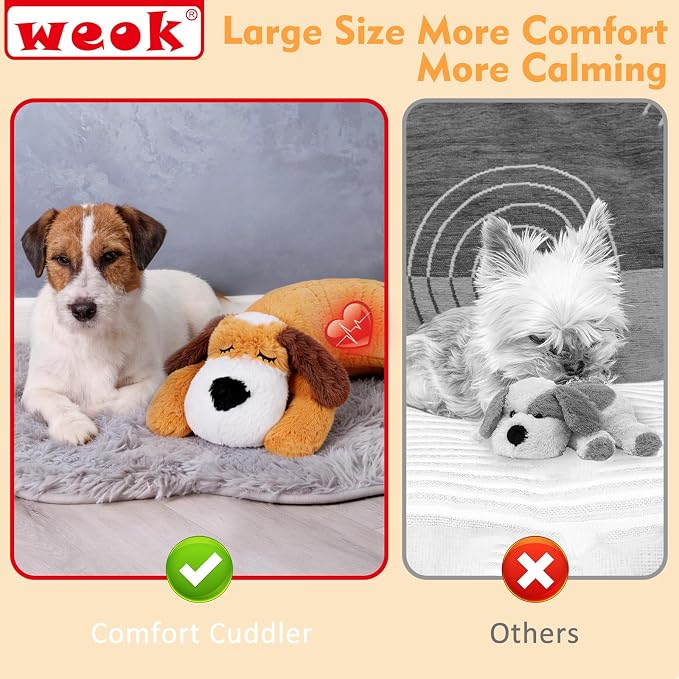 WEOK Heartbeat Puppy for Dogs-for Separation Anxiety Relief, Heartbeat Stuffed Animal Anxiety Calming Behavioral Aid Plush Toy for Dogs Cats Pets
