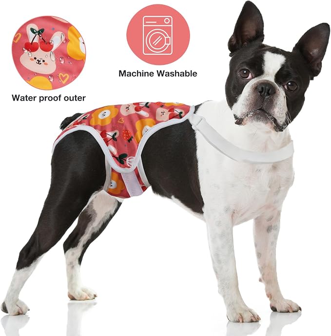 MICOOYO Dog Diaper Onesie Sanitary Pantie with Adjustable Suspender Washable Dog Period Panties Doggie Diapers Pet Underwear Female Dogs Diapers for Heat (Animals, M/L)