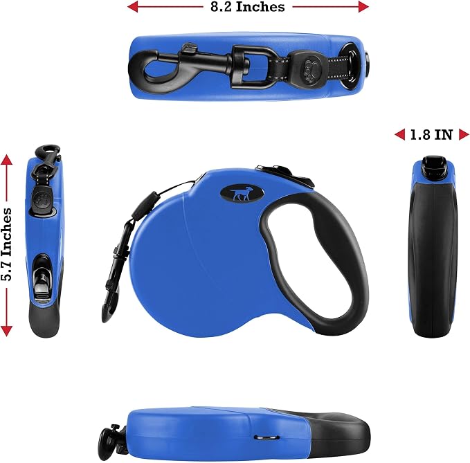 Tuff Pupper Retractable Dog Leash and 27oz Pupflask Portable Water Bottle - Blue