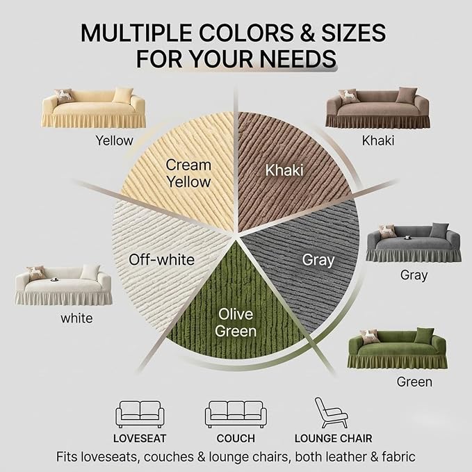Velvet Sofa Cover with Skirt,Full Coverage Non-Slip Couch Slipcover, Soft Textured Furniture Protector for Living Room with Free Pet Lint Remover Roller(Dark Gray,Loveseat)