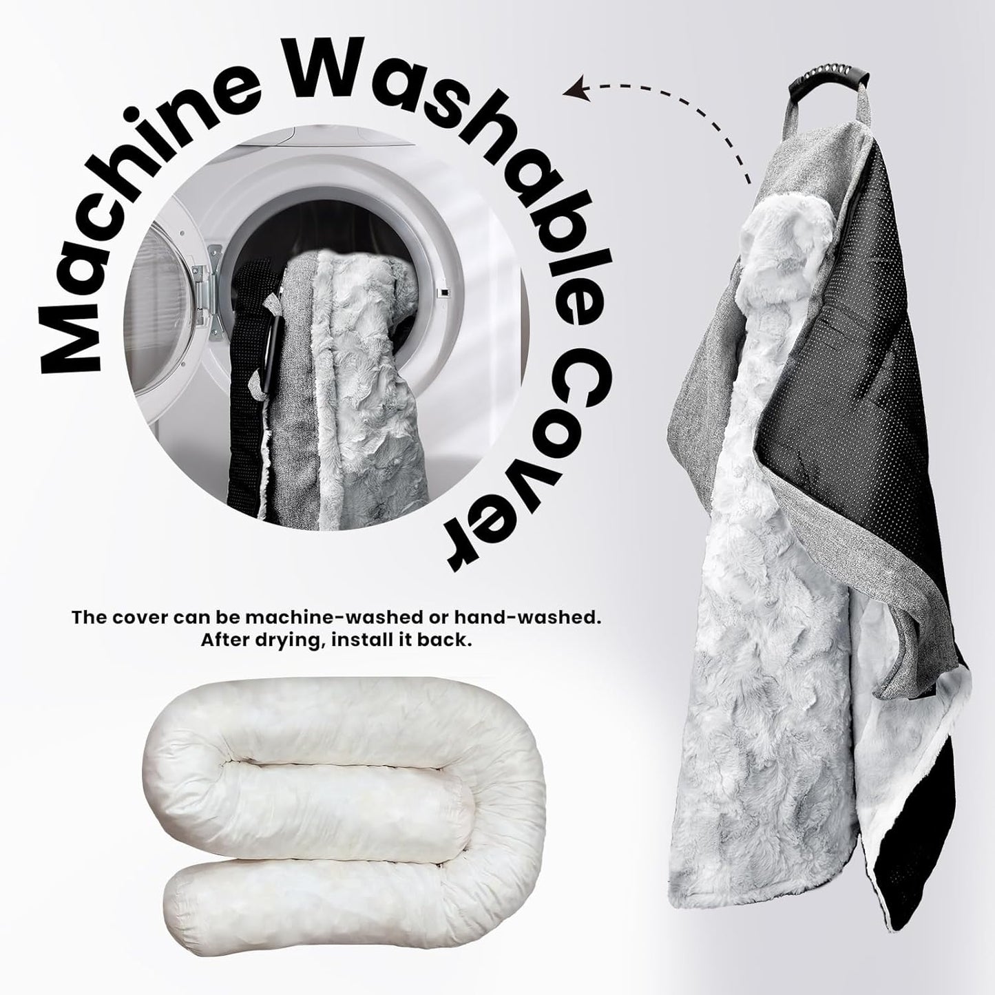 Calming Dog Couch Bed for Medium Dogs/Cats, 35 x 31 inch Waterproof Removable Pet Mat Couch Cover for Furniture Protector, Non-Slip Fluffy Pelsbarn Dog Bed for Couch, Sofa - Tie-Dye Grey