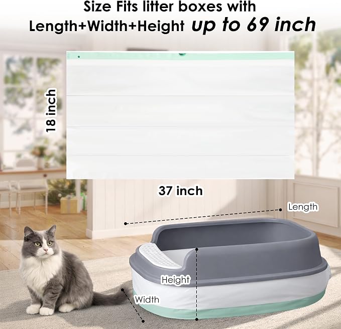 Thickened Cat Litter Box Liner Bag, 30 Count 37"×18" Jumbo Size, Extra Thick Leakproof, Tear-Resistant, Heavy Duty Enhanced Load-Bearing Strength, Ideal for Multi-Cat Family Cat Litter Bags
