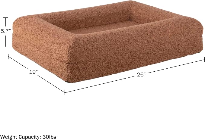 Orthopedic Dog Bed - 26in Small Dog Bed with Supportive Bolster, Nonslip Bottom, and Removable Washable Cover - Memory Foam Puppy Bed for Small Dogs and Cats - Dog Products by PETMAKER (Brown)