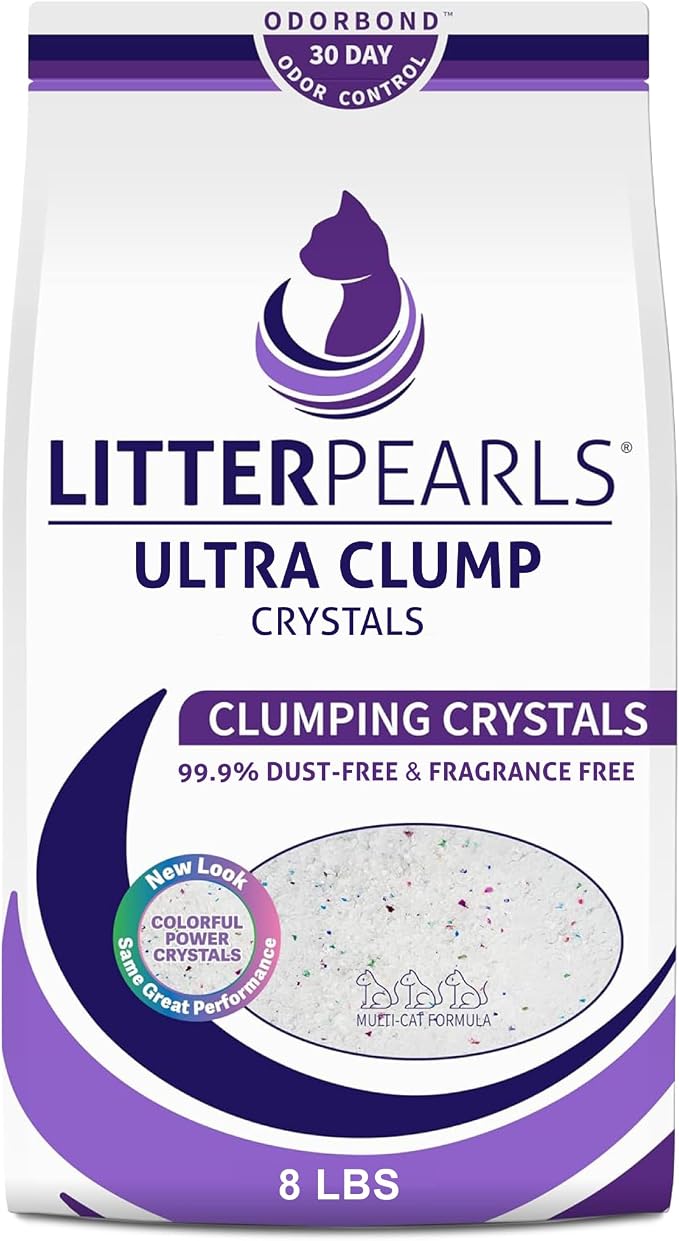 Litter Pearls Ultra Clump Unscented Crystal Clumping Cat Litter with Odorbond, 8 Pounds
