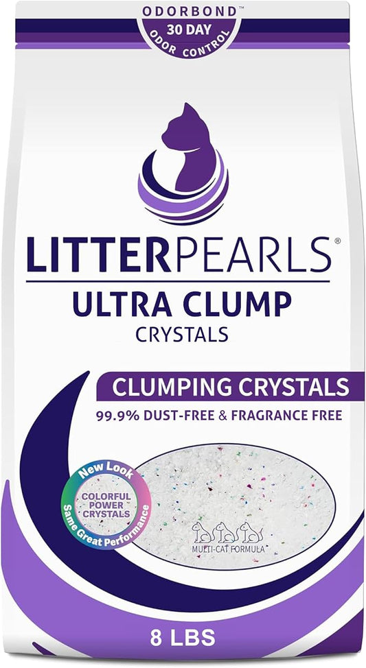 Litter Pearls Ultra Clump Unscented Crystal Clumping Cat Litter with Odorbond, 8 Pounds