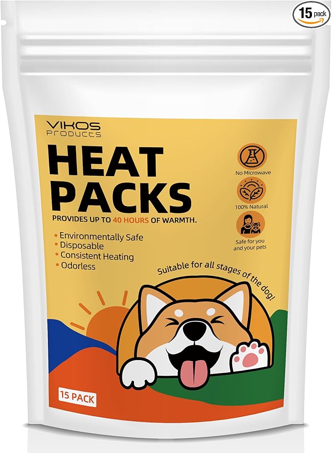 (15-Pack Upgraded Heat Packs for Newborn Puppy, Anxiety Dog Toys Replacement Heat Packs, Disposable Puppy Warmers - Lasting for Approximately 40 Hours