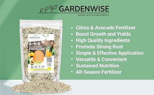 Gardenwise 6-4-6 Avocado and Citrus Tree Professional Fertilizer Plant Food for Outdoor/Indoor Gardening; Quick-Release Nitrogen Fertilizer; Orange, Lime, Avocado and Lemon Tree Fertilizer (10 QUARTS)