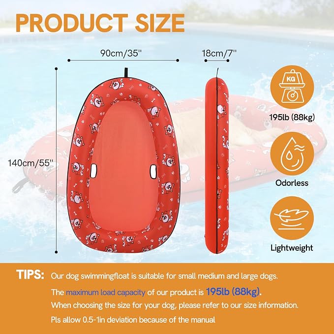 Dog Pool Float, Dog Pool Floats for Small, Medium and Large Dogs, Inflatable Pet Swimming Floats for Pool Lake Camp