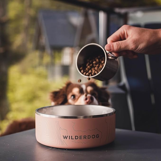 Widlerdog Stainless Steel Dog Bowl with Extra Durable Kitchen-Grade BPA-Free Stainless Steel with Non-Slip Rubber Ringed Bottom (Pacific Blue, 32 oz)