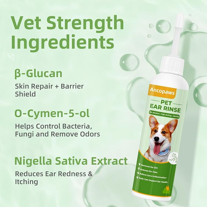 Ear Infection Treatment for Dogs and Cats, Yeast Ear Infection Treatment Drops to Soothe Itchy, Daily Care Dog Ear Cleaning Solution for Gently Removes Debris, Wax, Odor - 2 Pack