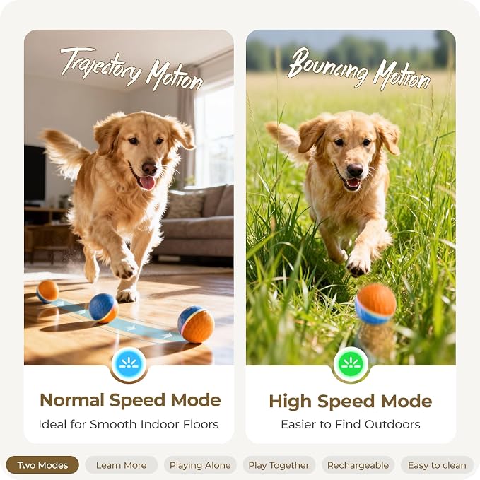 Interactive Dog Toys: Shaky Dog Ball with LED Lights, Automatic Moving Dog Toys for Aggressive Chewers, Dog Toys for Large Dogs, Vibrating Dog Toy Balls for Large Breed - (3.74 in Diameter)