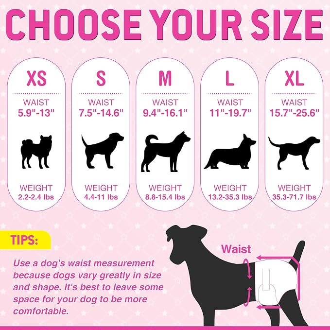Ambreview 50 PCS Dog Diapers Female, Ultra-Absorbent Puppy Diapers for Female Dogs with Stretchy Waist, Pull Up Doggie Diaper for Heat/Excitable Urination/Urinary Incontinence for Senior Dog (S)