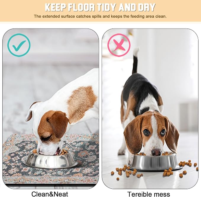 Dog Food Mat for Floors Waterproof Quick Dry Pet Placemat Cat Feeding Bowls Mats for Food and Water, Eco-Friendly Dog Accessories Diatomite Pets Supplies 17" X 30"