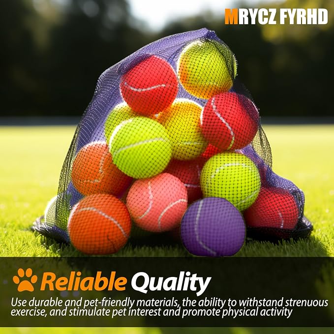 30/40 Pack Training Tennis Balls, Pet Dog Playing Balls, Practice Tennis Balls with Mesh Bag for Transport and Beginner Training