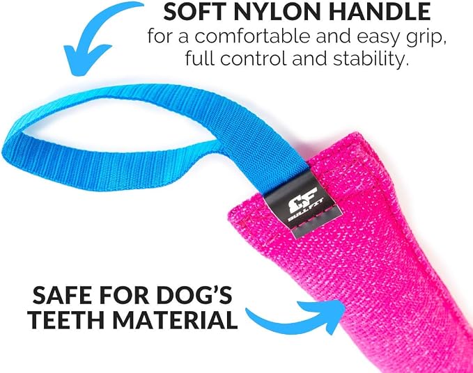 Bull Fit 2X K9 Dog Bite Tug Toy with Strong Handles - Made of Durable & Tear-Resistant French Linen - Perfect for Tug of War, Fetch & Puppy Training - Ideal for Medium to Large Dogs