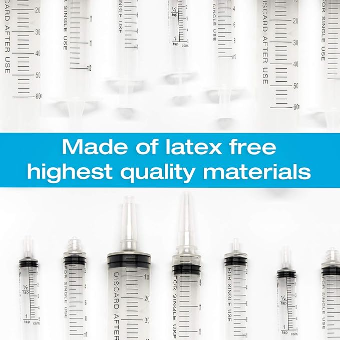 30ml Oral Dispenser Syringe with Cover 50 Pack by Tilcare - Luer Slip Sterile Plastic Medicine Food Droppers for Children, Pets & Adults – Latex-free Medication Dispenser - Large Feeding Tube Syringes
