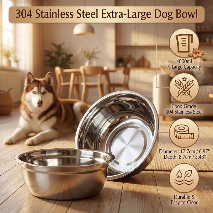Raised Dog Bowl for Large Dogs,Elevated Dog Bowls Steel Dog Bowls for Food & Water (DB08-Black, 21.6inch 8L)