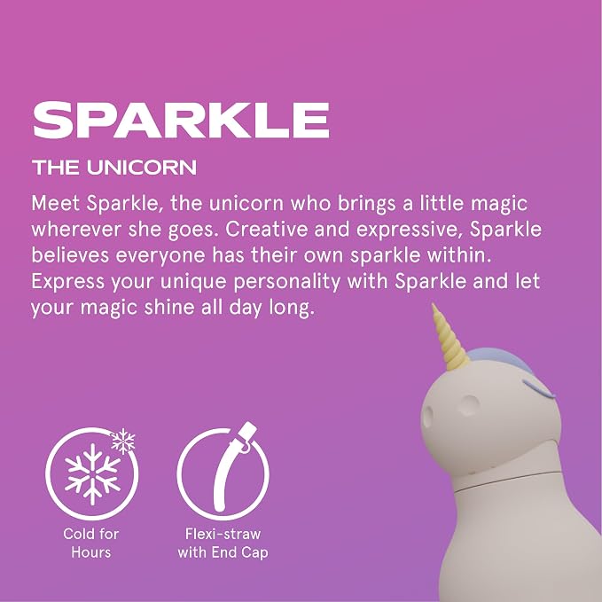 asobu Bestie Bottle Insulated Stainless Steel Water Bottle with Detachable Soft Animal Head Fun Drinking For Kids and Teens with Flexible Reusable Straw 16 Ounce