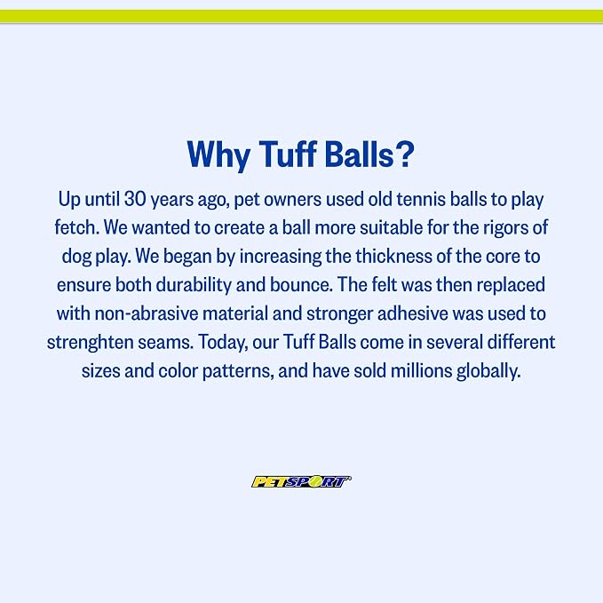 PetSport Mini Tuff Ball - Tennis Balls for Small Dogs, Great for Boredom and Aggressive Chewers, Interactive, Certified Non-Toxic, Won’t Wear Down Teeth - 1.5" (Pack of 2)
