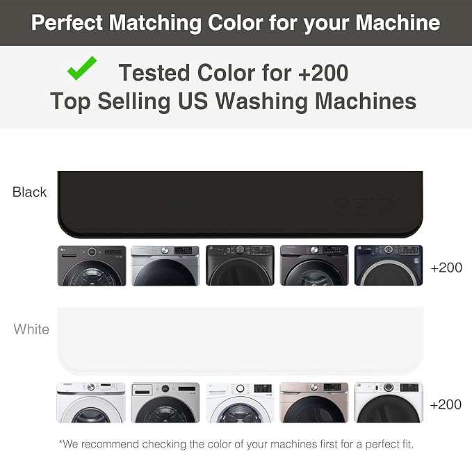 1 PACK SEIRI Washer and Dryer Topper, 26" x 26" Silicone Dryer Top Protector Mat for Flat Top Surface Cover and Front Load Washing Machine Non-Slip Waterproof Laundry Topper Mat Large (Black)