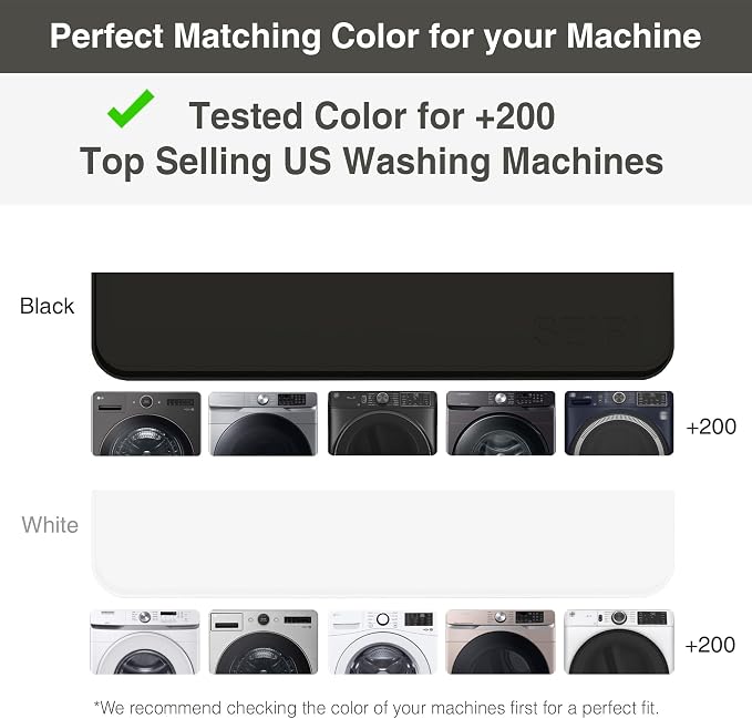 2 PACKS SEIRI Washer and Dryer Topper, 26" x 26" Silicone Dryer Top Protector Mats for Flat Top Surface Cover and Front Load Washing Machine Non-Slip Waterproof Laundry Topper Mat Large (White)