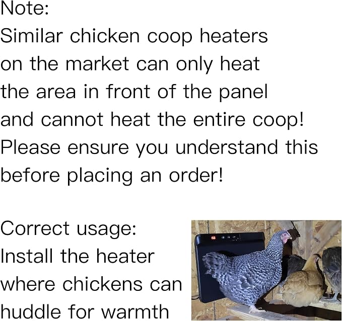 HOPOCO Smart Chicken Coop Heater with Efficient Thermostat, Compatible with Timers & Temp Controllers, 200W Safe Inside Radiant Flat Panel Warmer, Remote-Adjustable for Pets & Animals in Winter