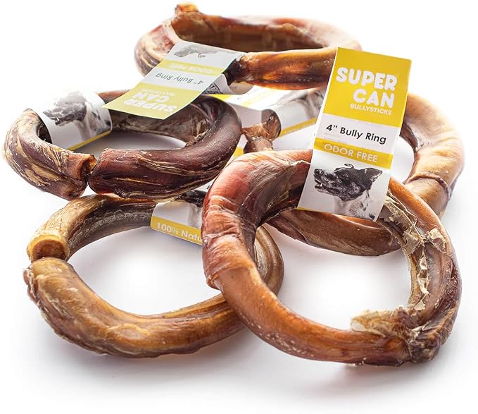 All Natural Bully Stick for Dogs (6-Pack) Bully Ring, Bully Spring, Double-Knott & Sticks for Puppies and Large Dogs.