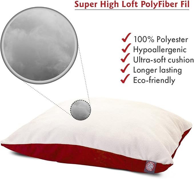 Majestic Pet Rectangle Large Dog Bed Washable – Removable Slipcover Pet Bed – Dog Crate Bed Super Value Pillow Dog Bed – Dog Kennel Bed for Sleeping - Dog Bed Large Breed 36 x 48 Inch – Red