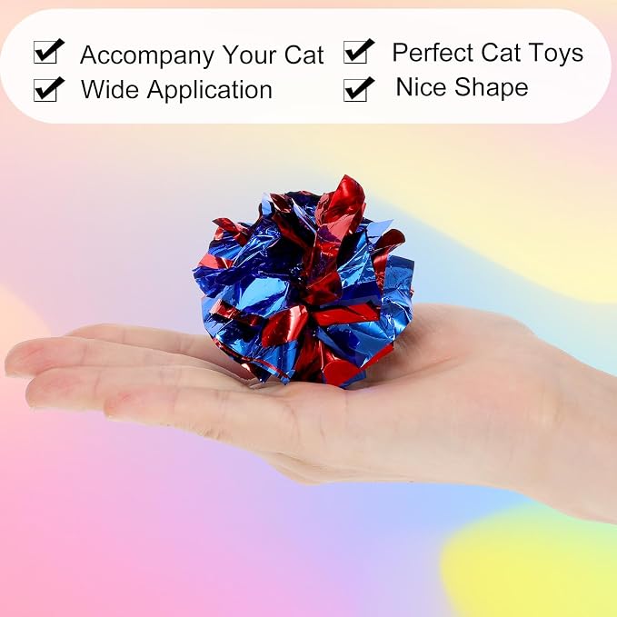 150 Pcs Cat Crinkle Toys, 2-Inch Crinkle Balls for Cats, Colorful Aluminum Foil Cat Balls for Indoor Cats, Interactive Ball for Chase, Pounce, and Exercise