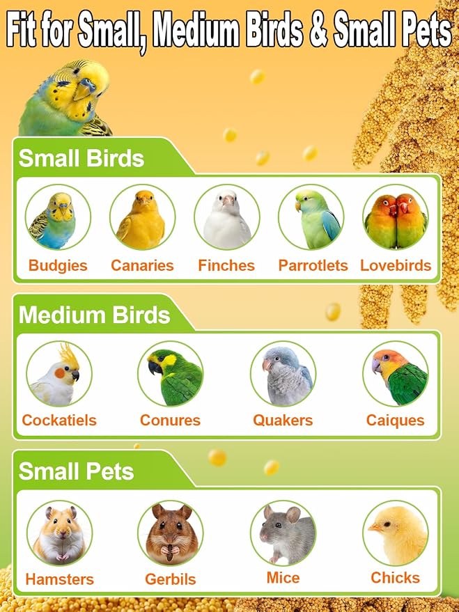 MEWTOGO Spray Millet & Cuttlebone Bird Treats Set - 2lb Hand Selected Golden Millet Treats for Parakeets Cockatiel Lovebirds Canaries Finches, Energy & Calcium Boost