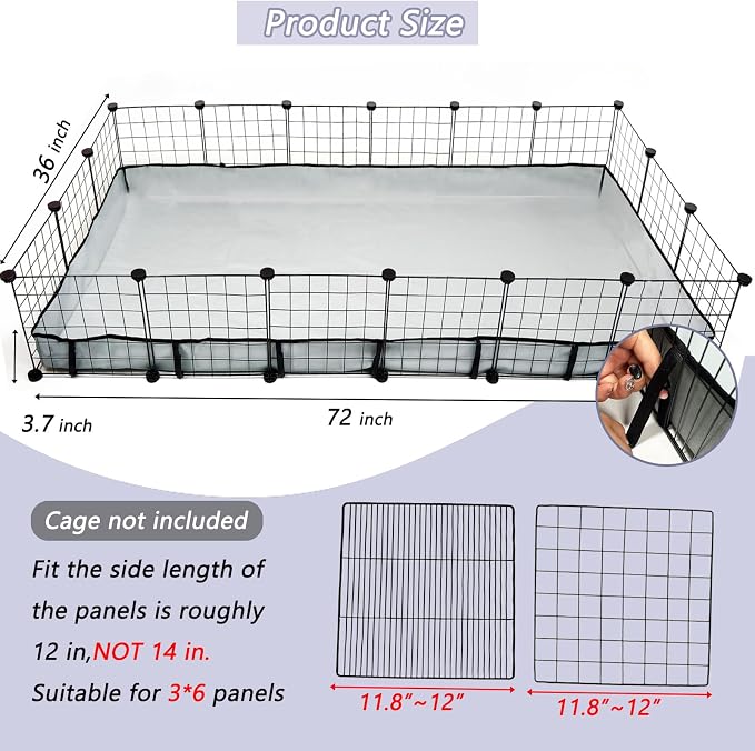 Guinea Pig Cage Liner Tarp Bottom Waterproof and Washable Base Also for Rabbits, Bunny, Chinchesillas, Hedgehog, Ferrets and Other Small Animals(36x72 inches)