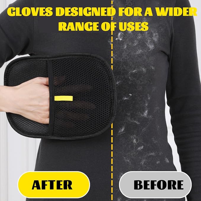 Pet Hair Removal Gloves, Pet Grooming Gloves, 2PCS Newly Upgraded Reusable Electrostatic, Gentle for Dogs & Cats Pet Hair Remover for Furniture, Carpet, Car Seat, Clothes (3PCS)